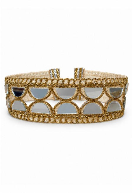 Choker dorado de espejos en semicírculos - producto frontal