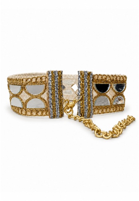 Choker dorado de espejos en semicírculos
