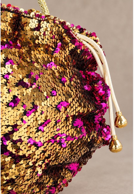 Bombonera fucsia y dorada de lentejuelas reversible | Bluwer