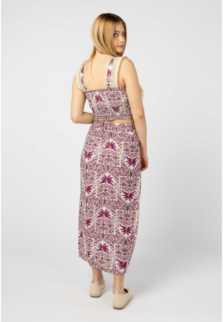 Conjunto boho estampado Palmira en rosa | Bluwer