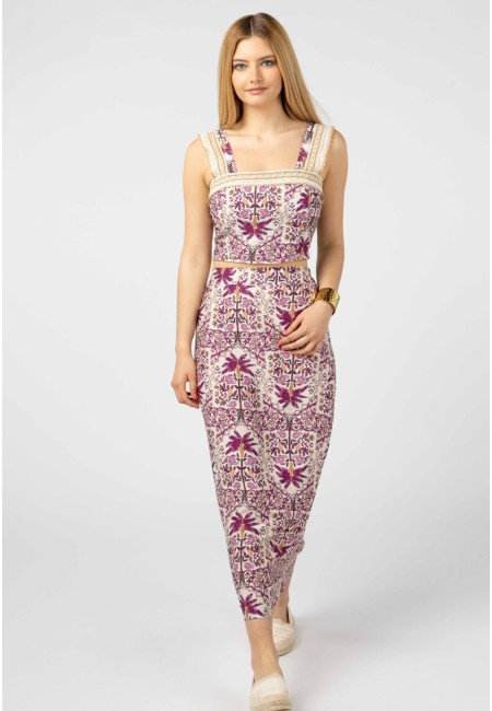 Conjunto top y falda larga estilo boho en rosa – Palmira