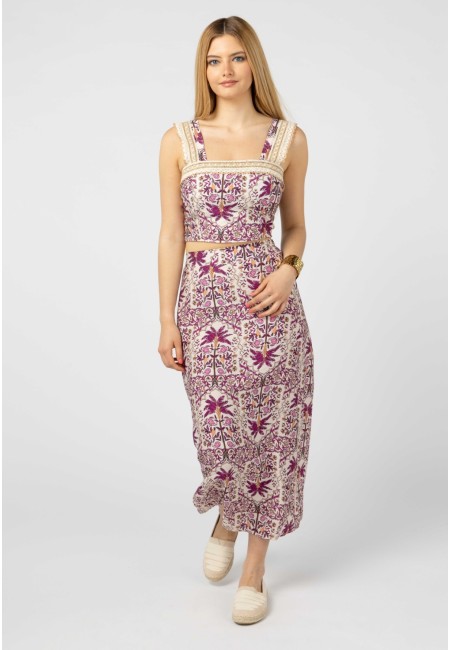 Conjunto boho estampado Palmira en rosa | Bluwer