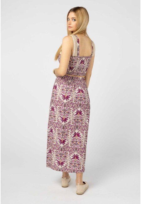 Conjunto boho estampado Palmira en rosa | Bluwer