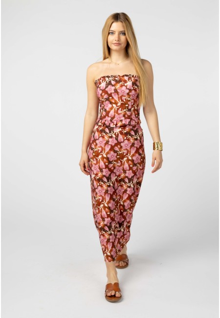 Conjunto boho estampado floral – Top y falda larga | Bluwer