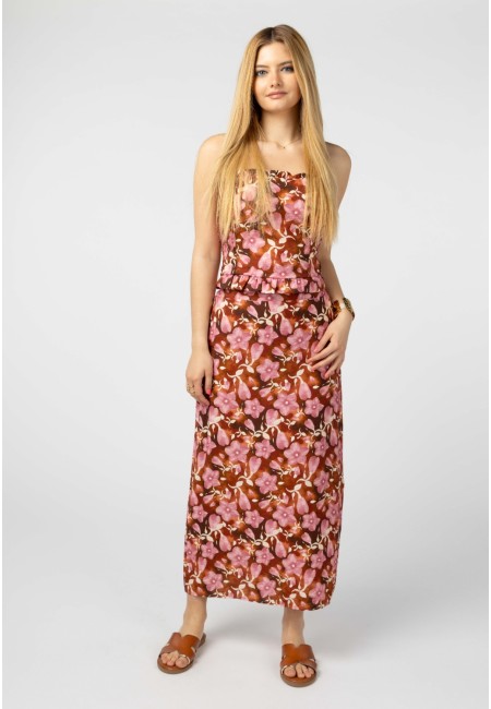 Conjunto boho estampado floral – Top y falda larga | Bluwer