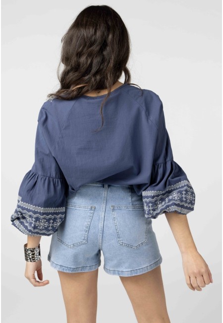 Shorts vaqueros claros de mujer – Tiro alto con cinturón | Bluwer