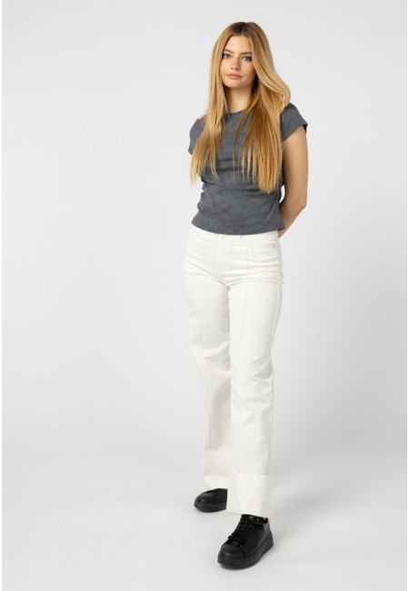 Camiseta gris fruncida manga corta – Essential 2
