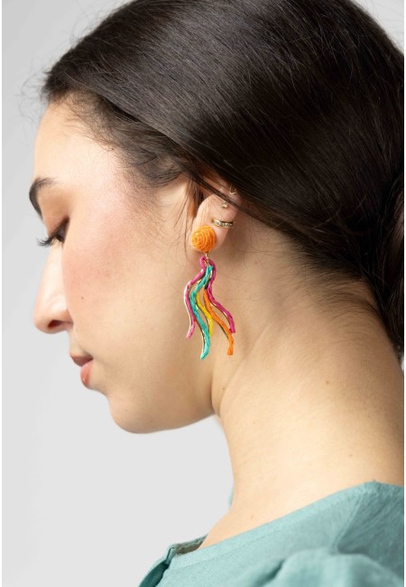 Pendientes largos multicolor artesanales - Río 2