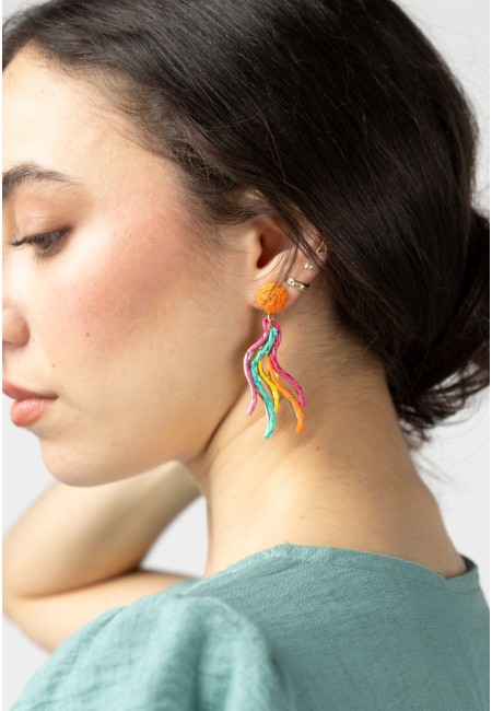 Pendientes largos multicolor artesanales - Río