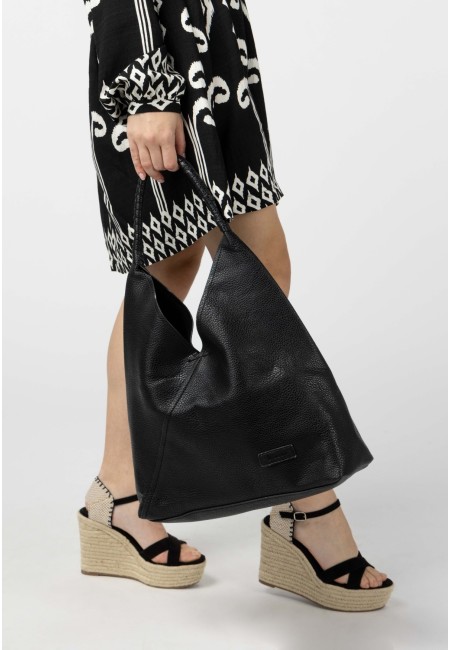 Bolso shopper negro piel sintética | Bluwer