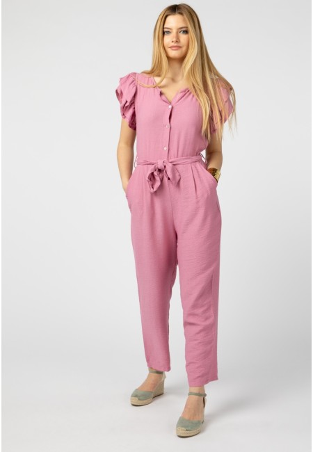 Mono largo de mujer rosa con volantes – Jade