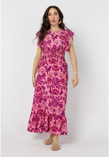 Vestio midi estampado rosa - Palmira