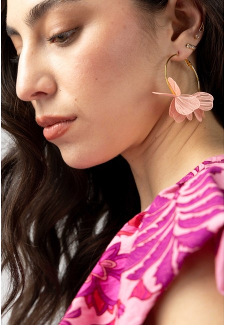 Pendientes hoop flor rosa palo - Bloom 2