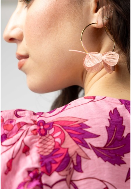 Pendientes hoop flor rosa palo - Bloom