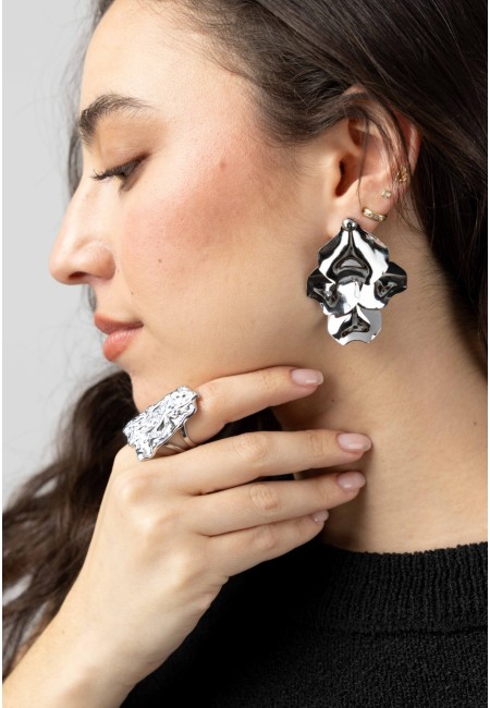 Anillo ajustable plata efecto fundido | Bluwer 2