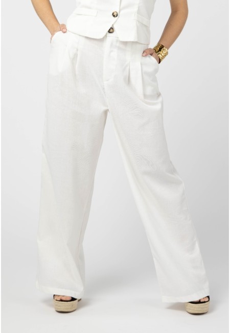 Conjunto chaleco y pantalón blanco de mujer | Bluwer
