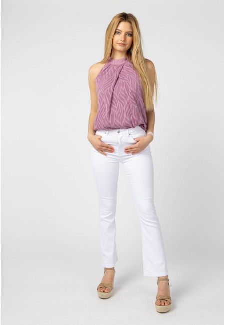 Top morado halter texturizado de mujer | Bluwer