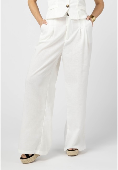 Conjunto chaleco y pantalón blanco de mujer | Bluwer