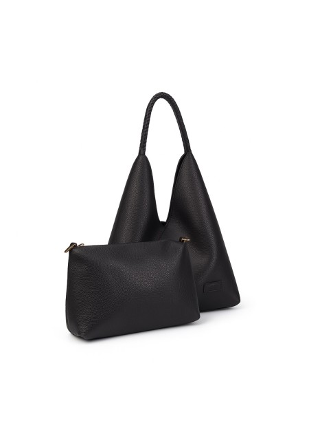 Bolso shopper negro piel sintética | Bluwer