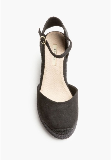 Alpargatas negras de cuña yute con pulsera – Sicilia 2