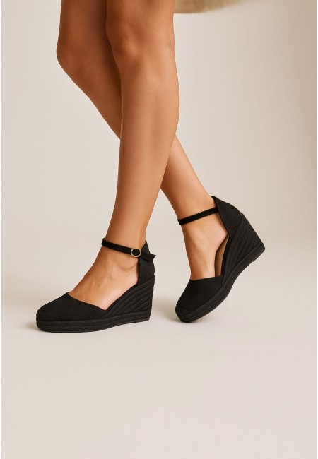 Alpargatas negras de cuña yute con pulsera – Sicilia