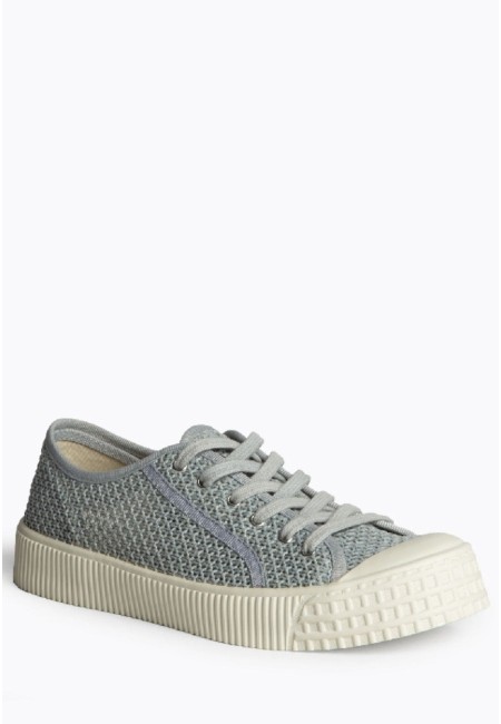 Zapatilla ganchillo azul mujer – Estilo retro y suela 2 cm | Bluwer