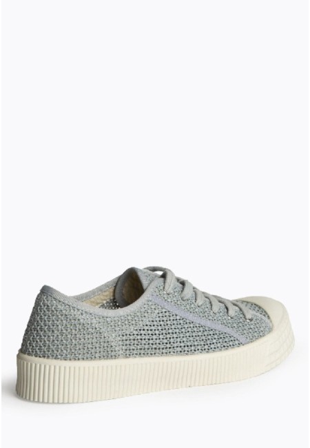 Zapatilla ganchillo azul mujer – Estilo retro y suela 2 cm | Bluwer