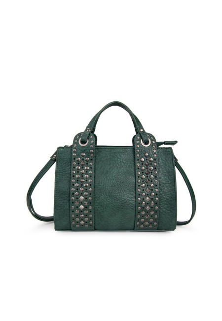 Bolso pequeño de cuero color camel con tachuelas  | Bluwer