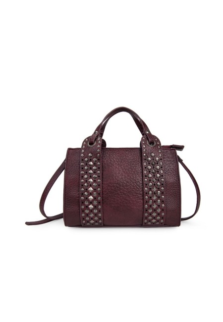 Bolso pequeño de cuero color camel con tachuelas  | Bluwer