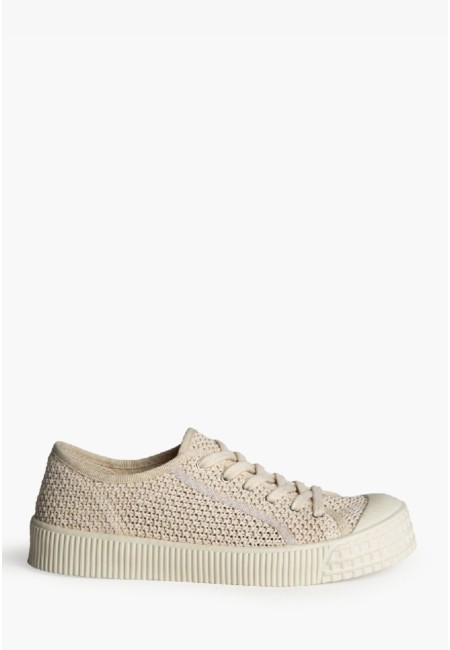 Zapatillas crochet beige con plantilla de gel | Bluwer