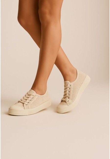 Zapatillas crochet beige con plantilla de gel | Bluwer