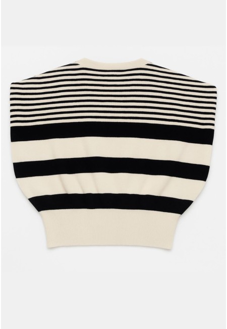 Crop top de punto a rayas oversize | Bluwer