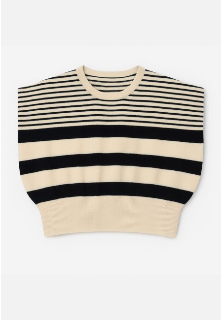 Crop top de punto a rayas oversize | Bluwer