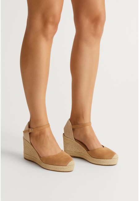 Alpargatas cuña beige con yute natural | Bluwer