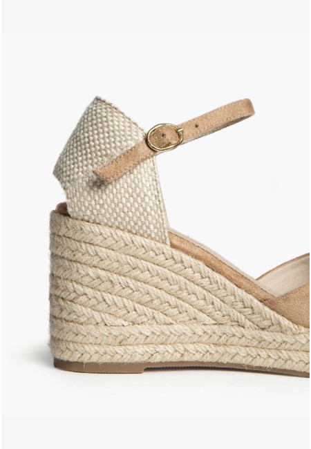 Alpargatas cuña beige con yute natural | Bluwer