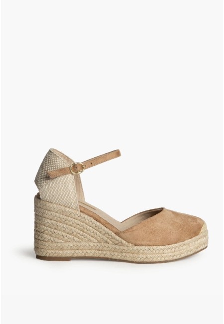 Alpargatas cuña beige con yute natural | Bluwer