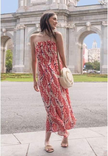Vestido largo estampado rojo y morado | Bluwer 2