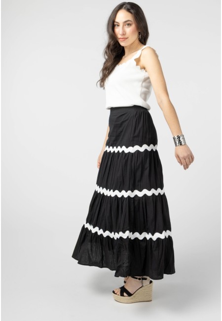 Falda midi blanca con detalles negros | Bluwer 2