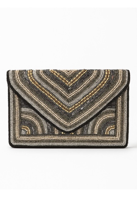 Clutch bordado a mano con cuentas metalizadas | Bluwer