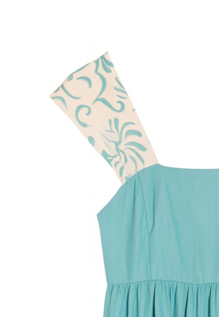 Vestido largo verde agua con tirantes estampados | Bluwer