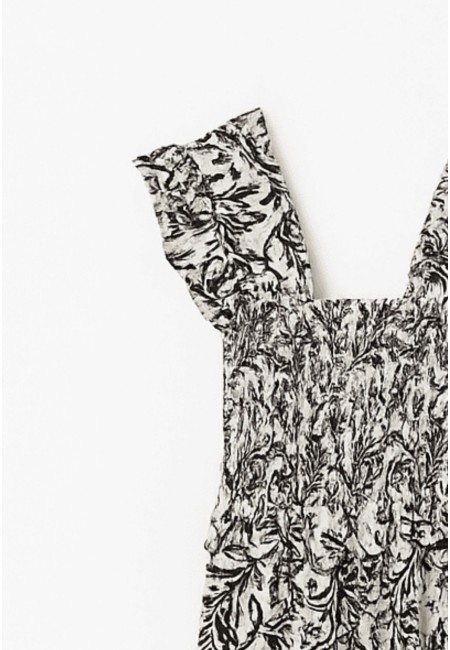 Vestido midi estampado blanco y negro | Bluwer