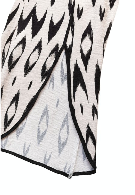 Pantalón fluido blanco y negro con abertura lateral | Bluwer