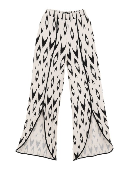 Pantalón fluido blanco y negro con abertura lateral | Bluwer