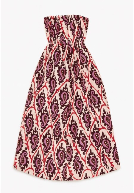 Vestido palabra de honor boho cachemira versátil | Bluwer