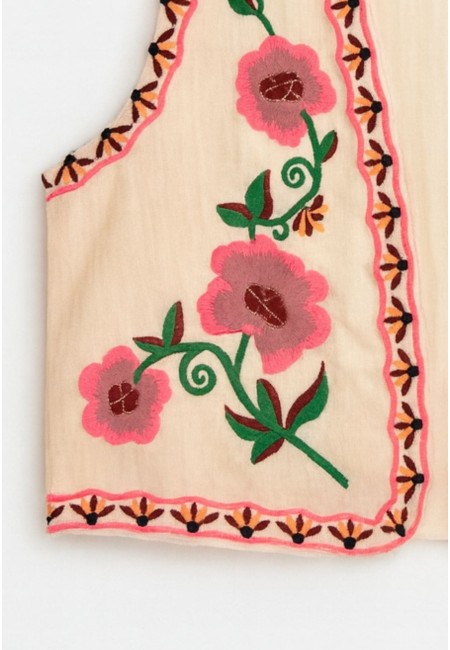 Chaleco boho bordado de flores para mujer | Bluwer