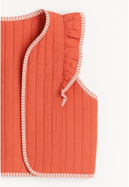Chaleco acolchado coral con volante femenino | Bluwer