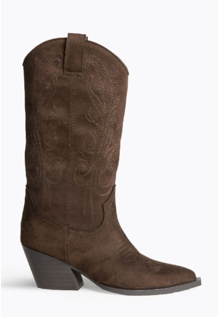 Botas cowboy chocolate bordadas
