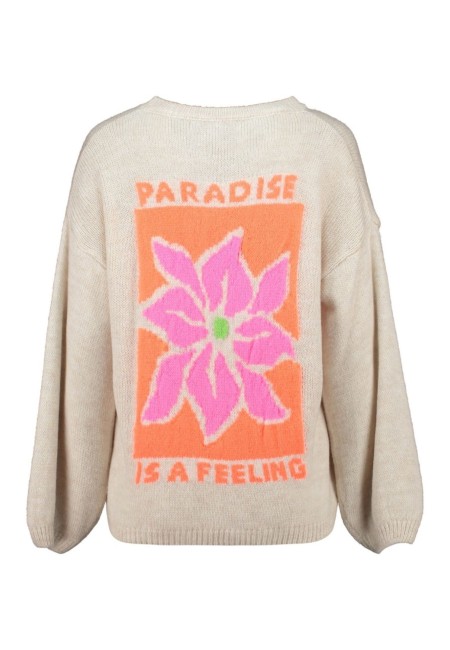 Jersey oversize beige mujer con estampado de flores | Bluwer 2