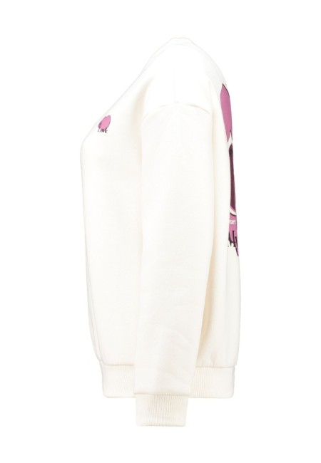 Sudadera blanca oversize con corazones rosas My Love | Bluwer